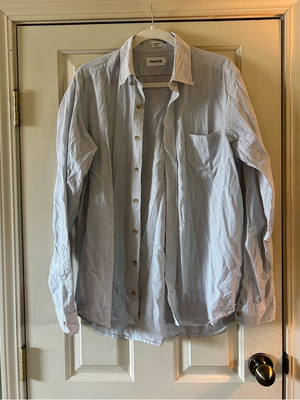 Taylor Stitch Navy and White Pinstripe Shirt